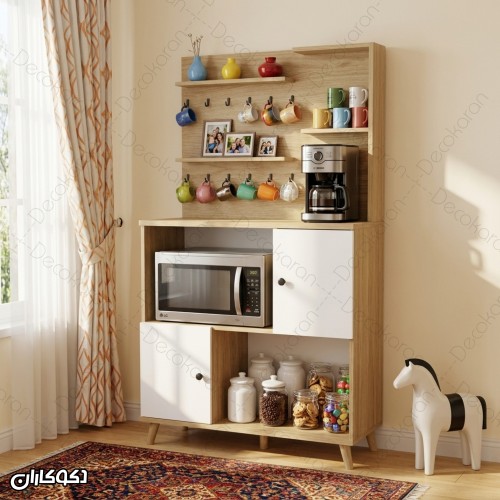 کافی بار MDF مدل KF111 درب‌دار و شلف‌دار دکوکاران