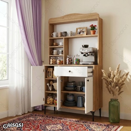کافی بار MDF مدل KF118 ایستاده، کشودار و درب‌دار دکوکاران
