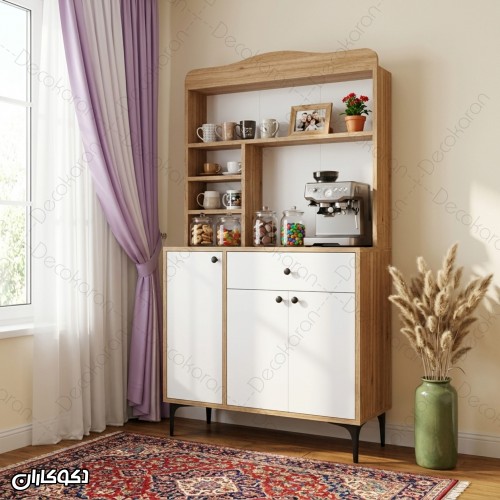 کافی بار MDF مدل KF118 ایستاده، کشودار و درب‌دار دکوکاران