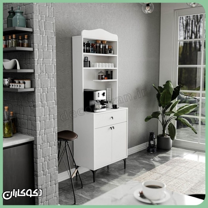 کافی بار خانگی ایستاده مدل KF117 | میز قهوه کم‌جا و بلند