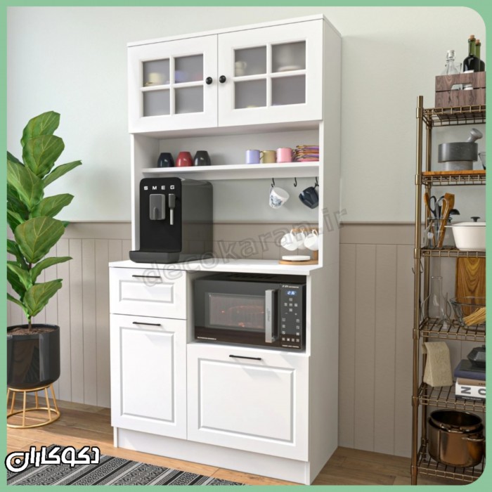 میز قهوه ساز خانگی دکوکاران مدل KF120 | طرح کلاسیک ویترینی