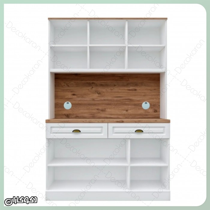 کافی بار و بوفه بلند مدل KF129 | عرض ۱۴۰ (فول آپشن با ویترین شیشه‌ای)