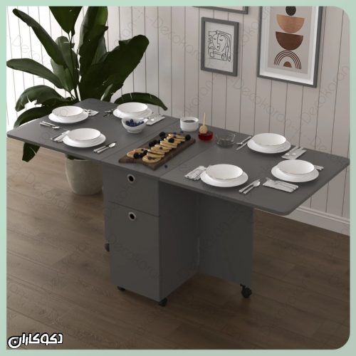 میز ناهارخوری تاشو چرخدار دکوکاران مدل MN108