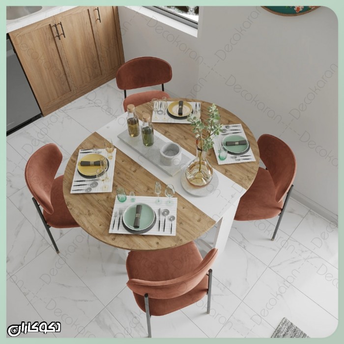 میز ناهارخوری تاشو دکوکاران با ام‌دی‌اف ضد خش و ضد لک – انتخابی بی‌رقیب برای فضاهای کوچک