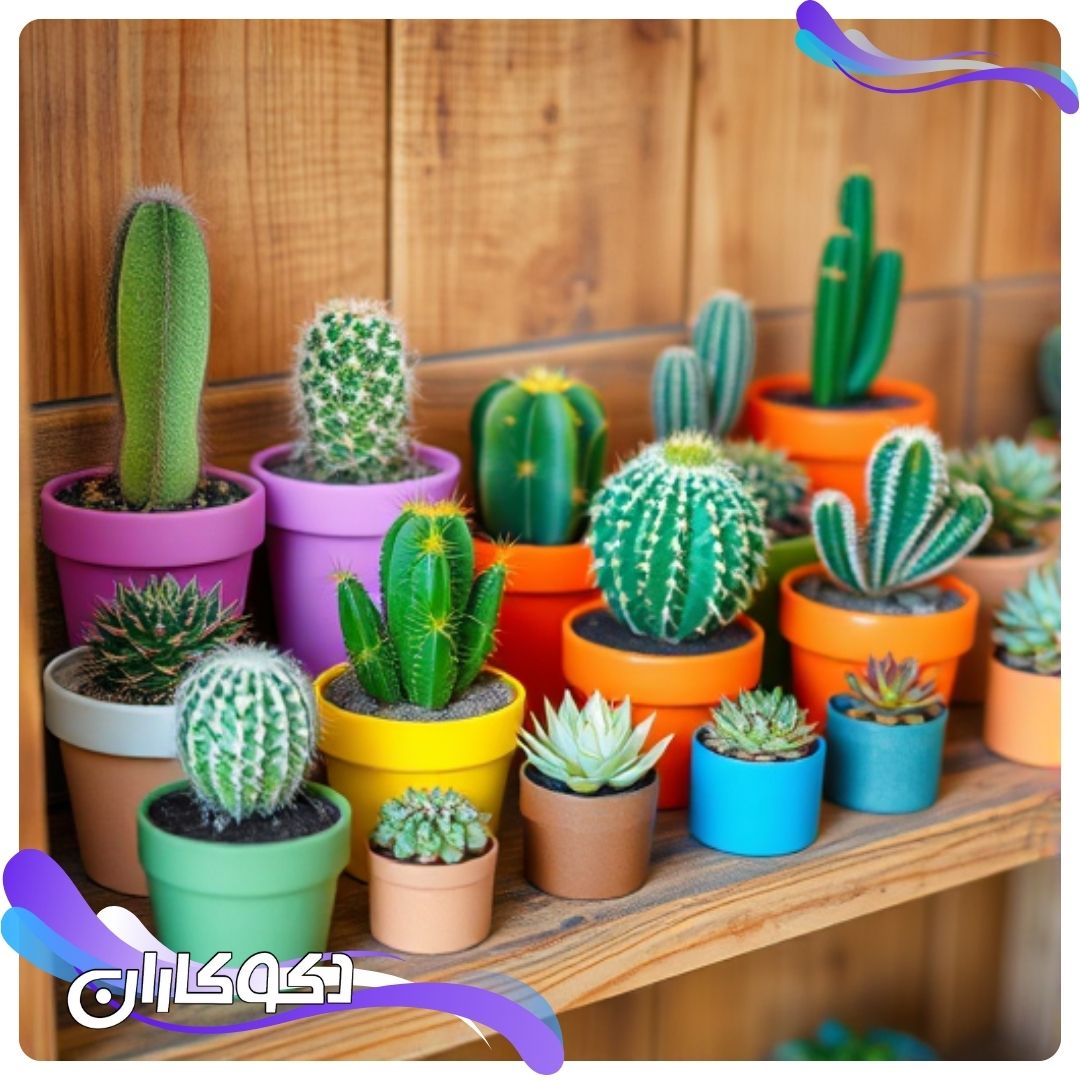 مجموعه‌ای از کاکتوس‌ها و ساکولنت‌های کوچک