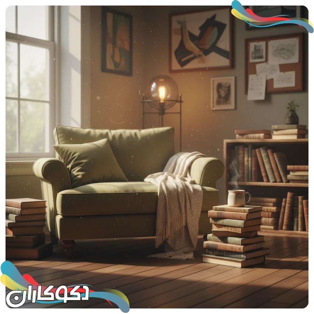 کتابخانه چوبی و کلاسیک پر از کتاب‌های قدیمی و خاطره‌انگیز