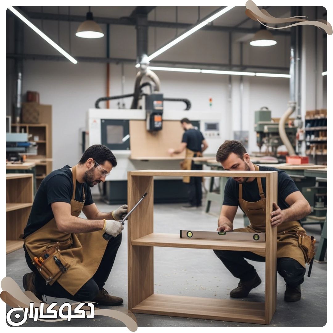 فرآیند دقیق تولید و مونتاژ کتابخانهها در کارگاه دکوکاران