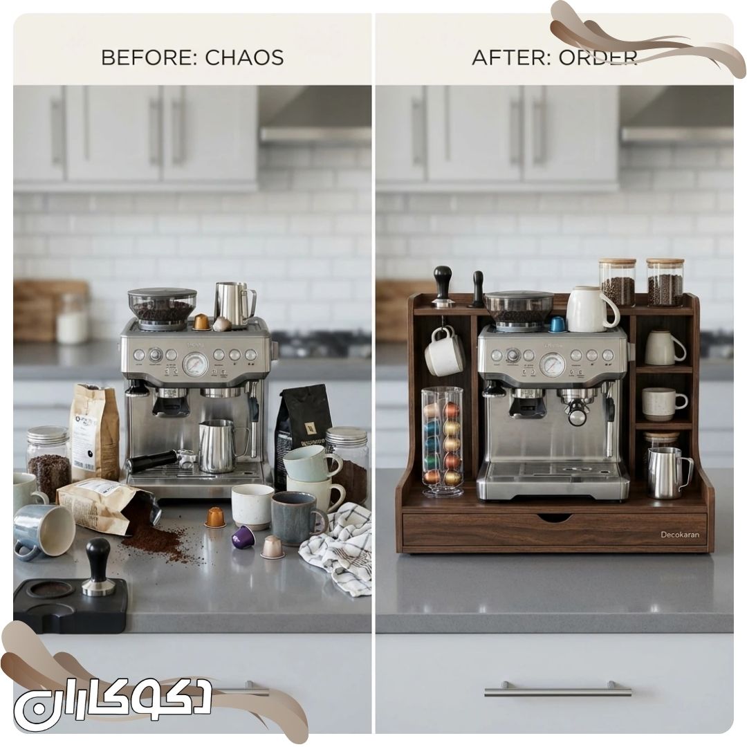 مقایسه کانتر شلوغ و نامرتب با کافی بار منظم و زیبا