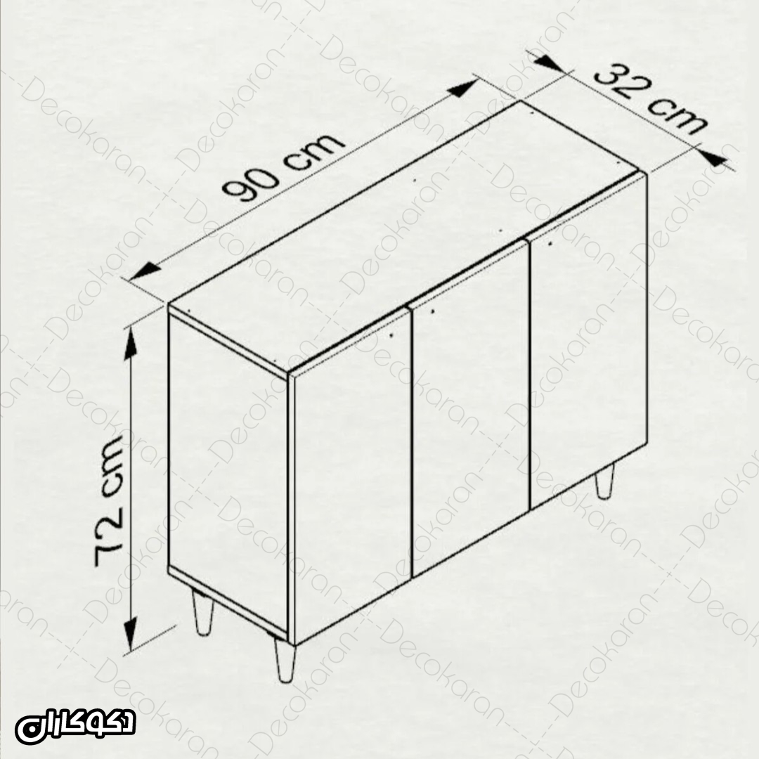ابعاد کافی بار خانگی KF104 با عرض ۹۰ عمق ۳۲ و ارتفاع ۷۲ سانتی‌متر