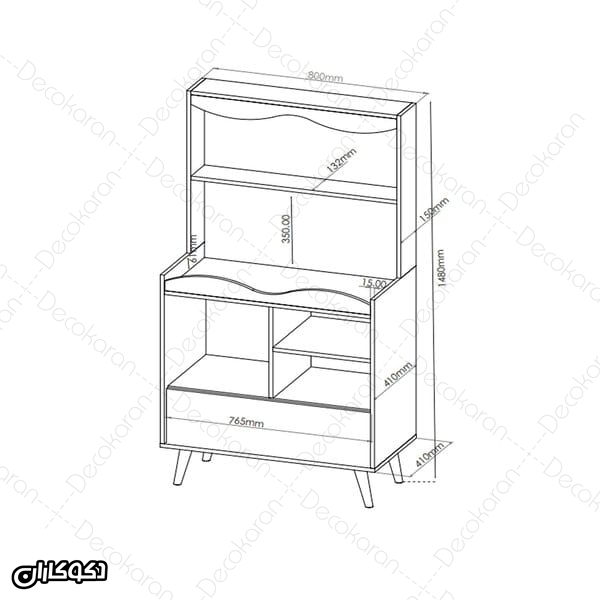 نقشه ابعاد کافی بار مدل KF107 با جزئیات فنی