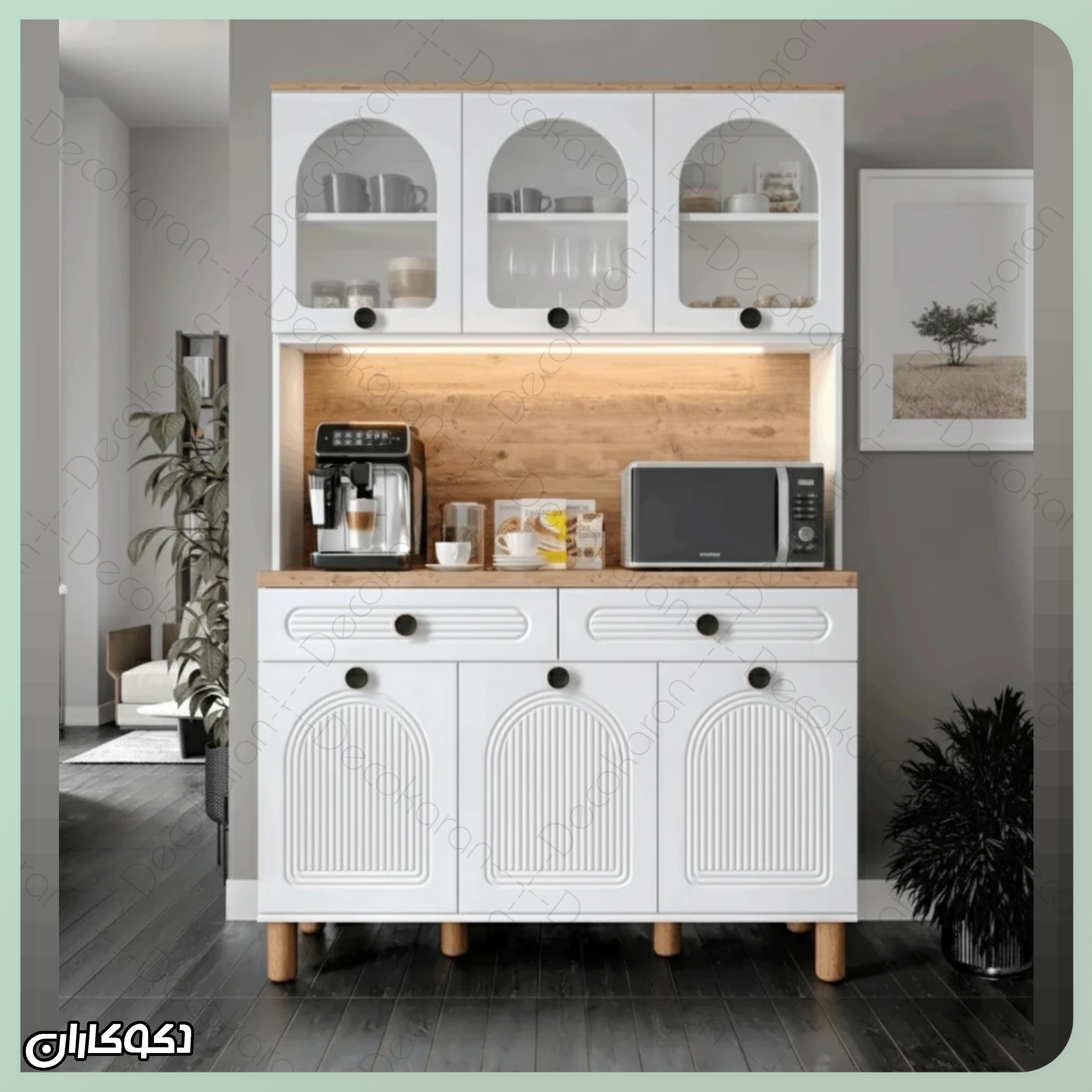 فضای چیدمان وسایل قهوه و پذیرایی در کافی‌بار KF103