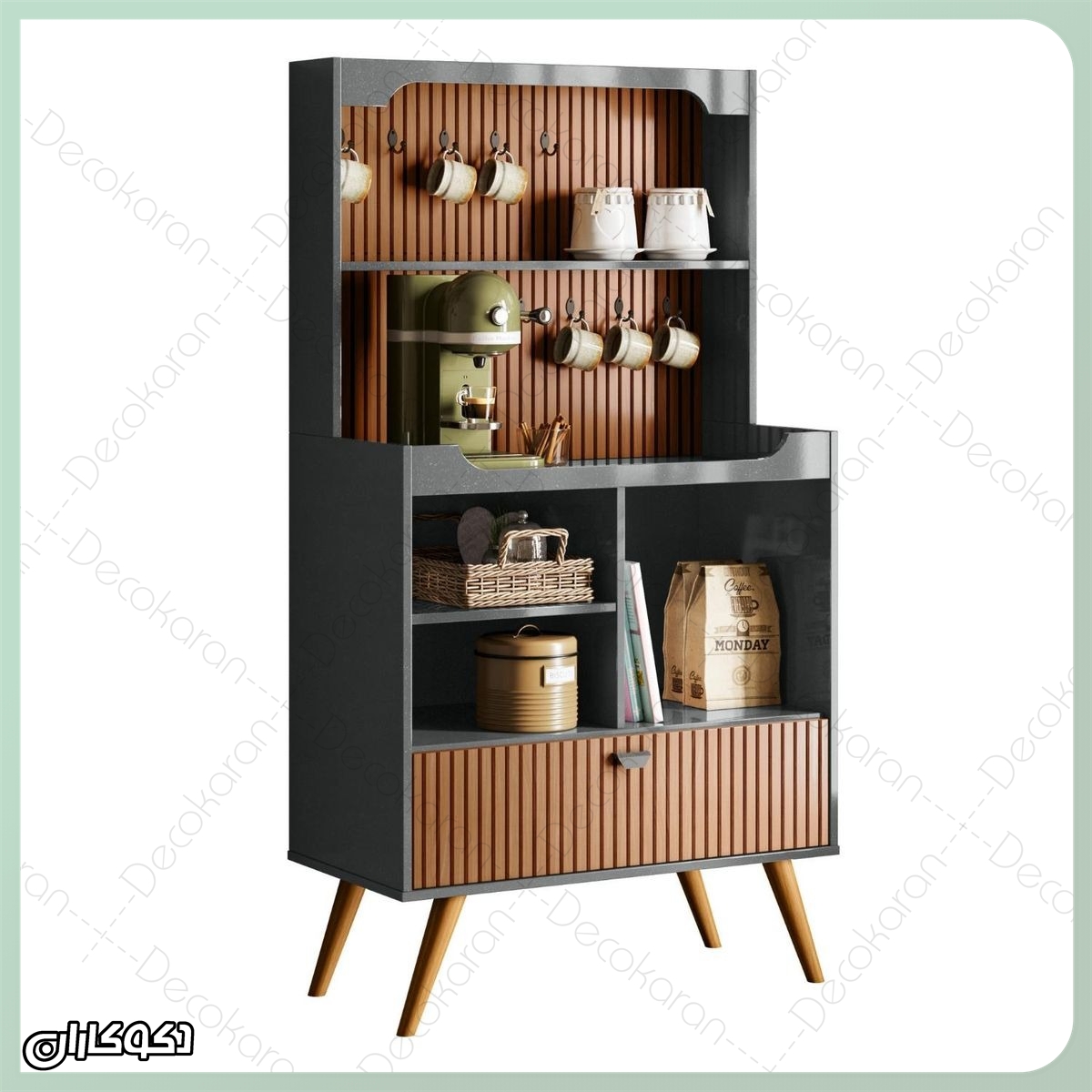 کافی‌بار مدل KF106 با ابعاد 150×79.5×41 و طراحی مدرن با پنل شیاردار