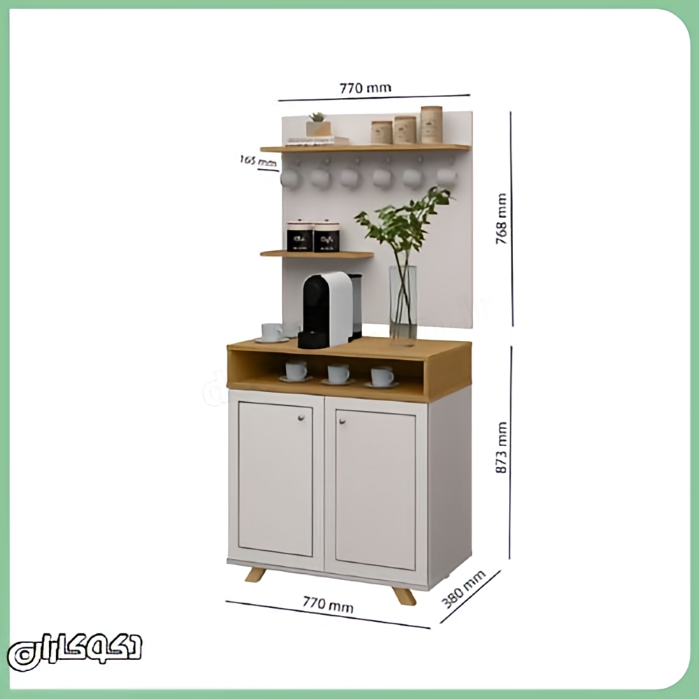 نقشه فنی و ابعاد دقیق کافی بار KF110 عرض 77 و ارتفاع 164 سانتی متر