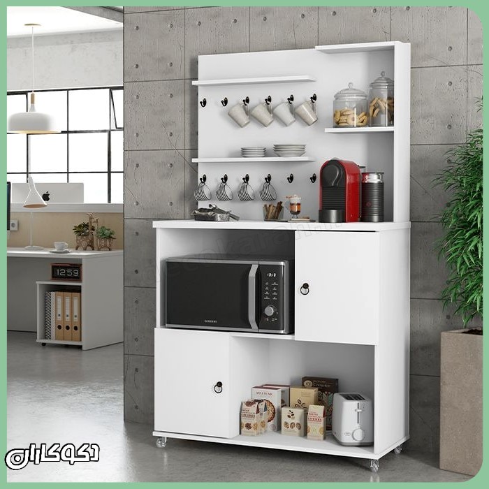 کافی بار چوبی مدرن مدل KF111 دکوکاران با چیدمان کامل و دستگاه اسپرسوساز