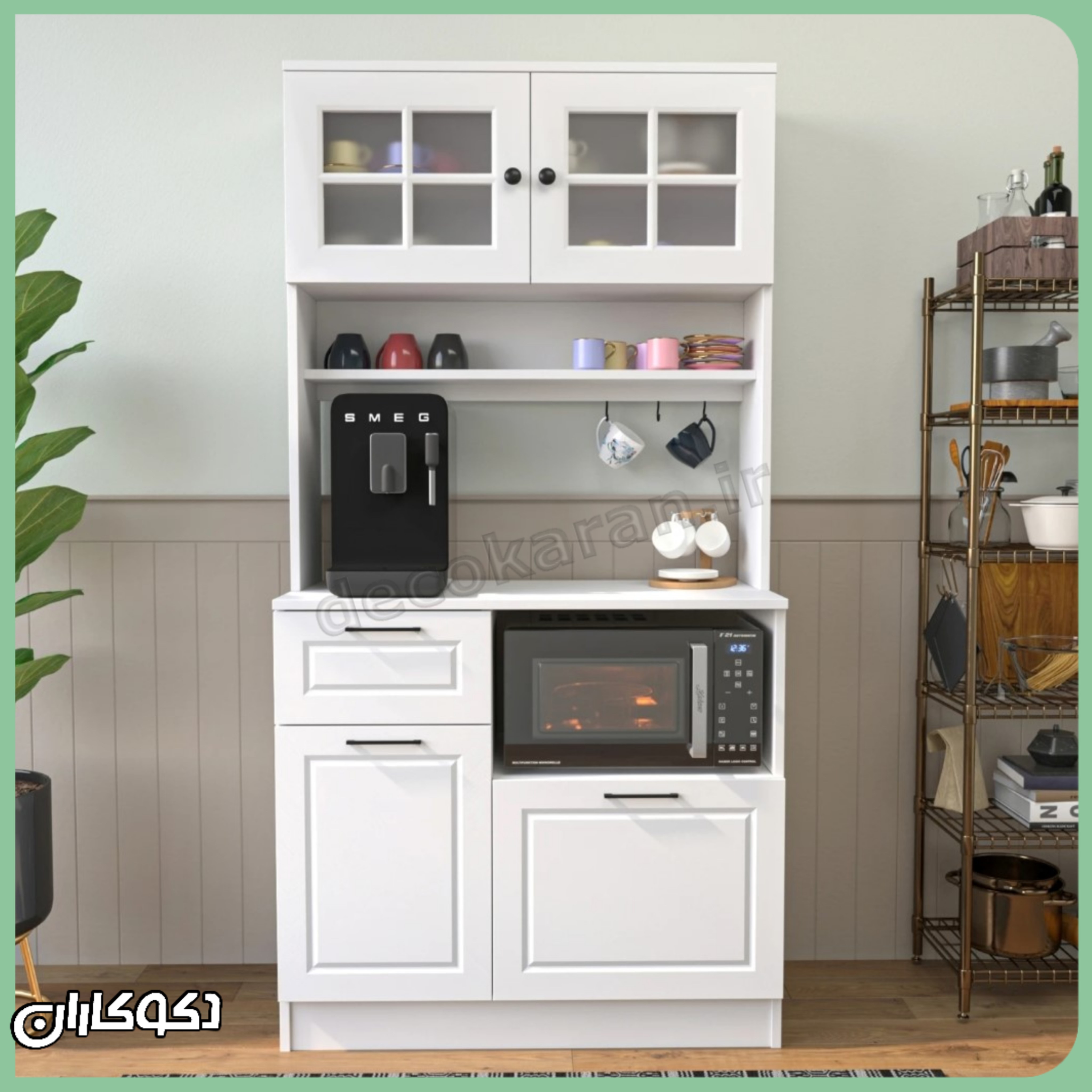 نمای روبرو میز قهوه ساز خانگی KF120 با طراحی ویترینی