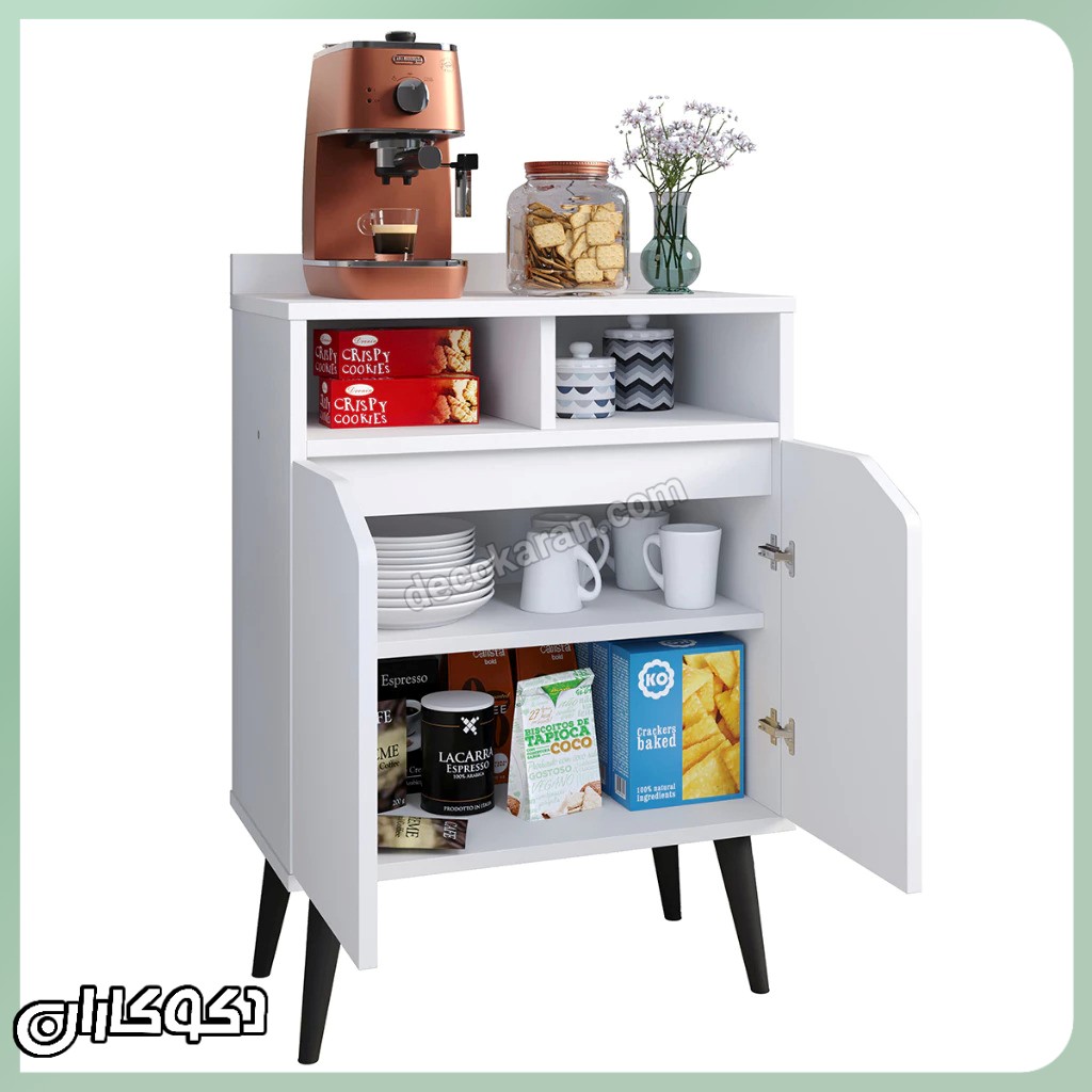 میز بار کوچک سفید و چوب مدل KF126
