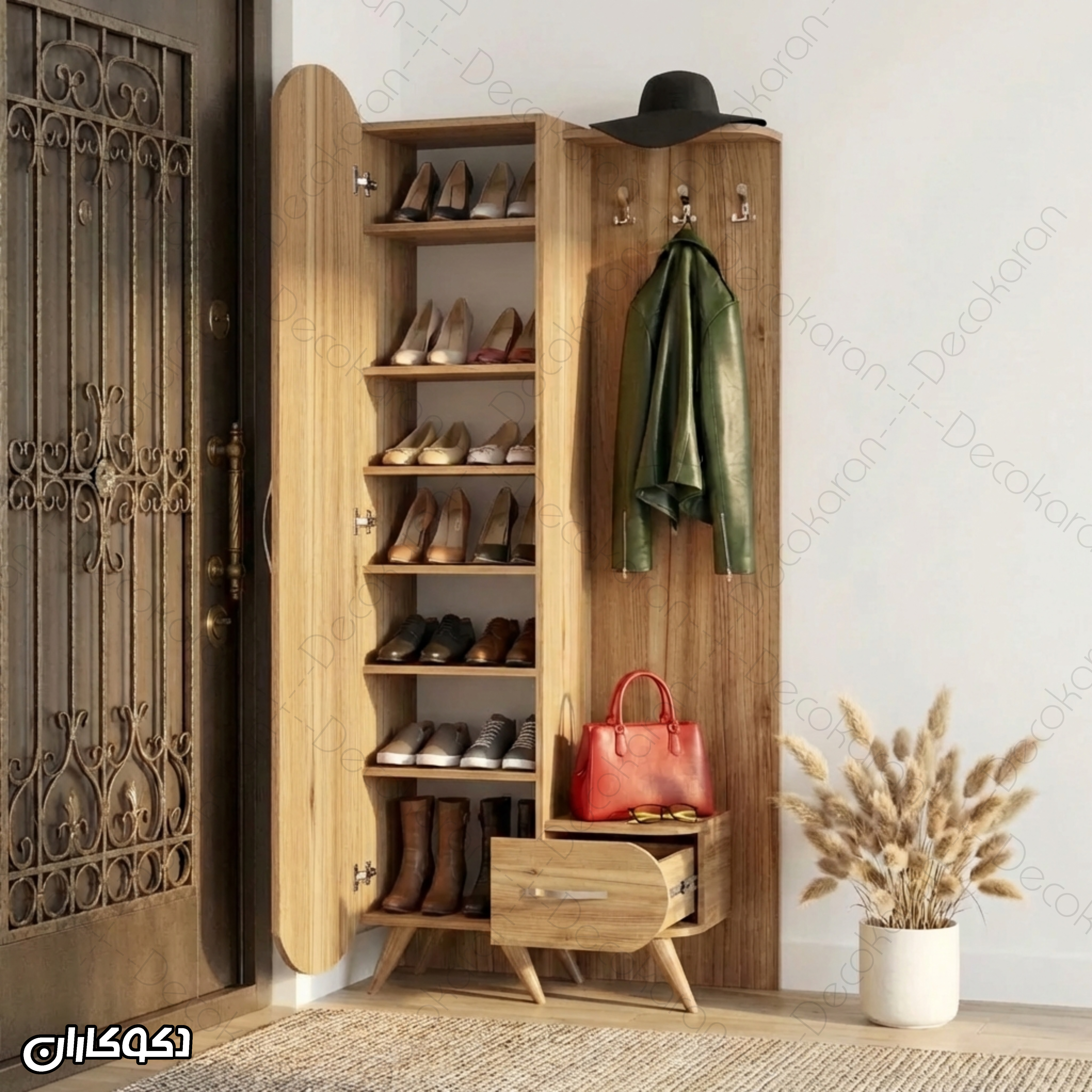 جالباسی جاکفشی مدل JL100 آینه دار و کشودار