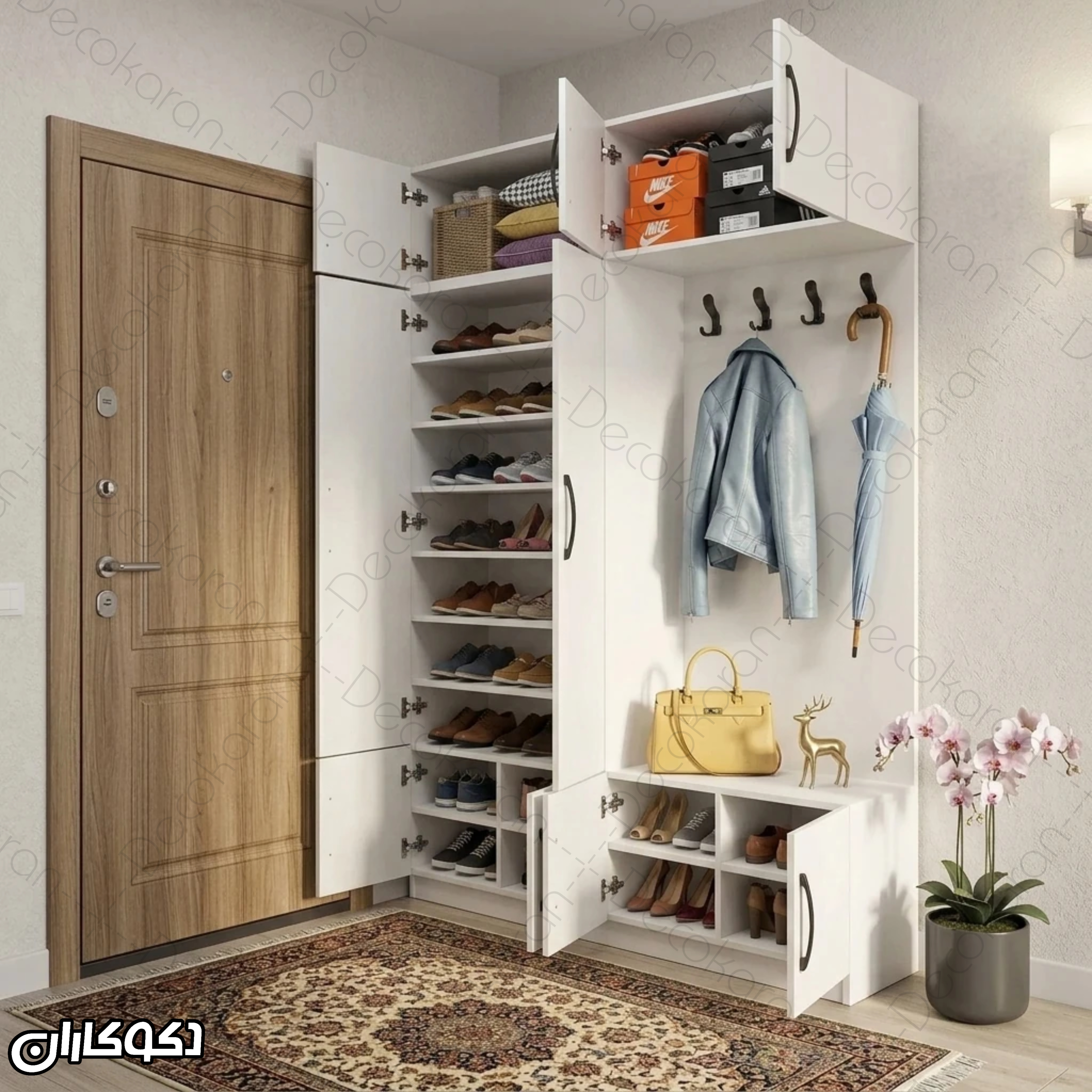 جاکفشی و جالباسی کم جا مدل JL147