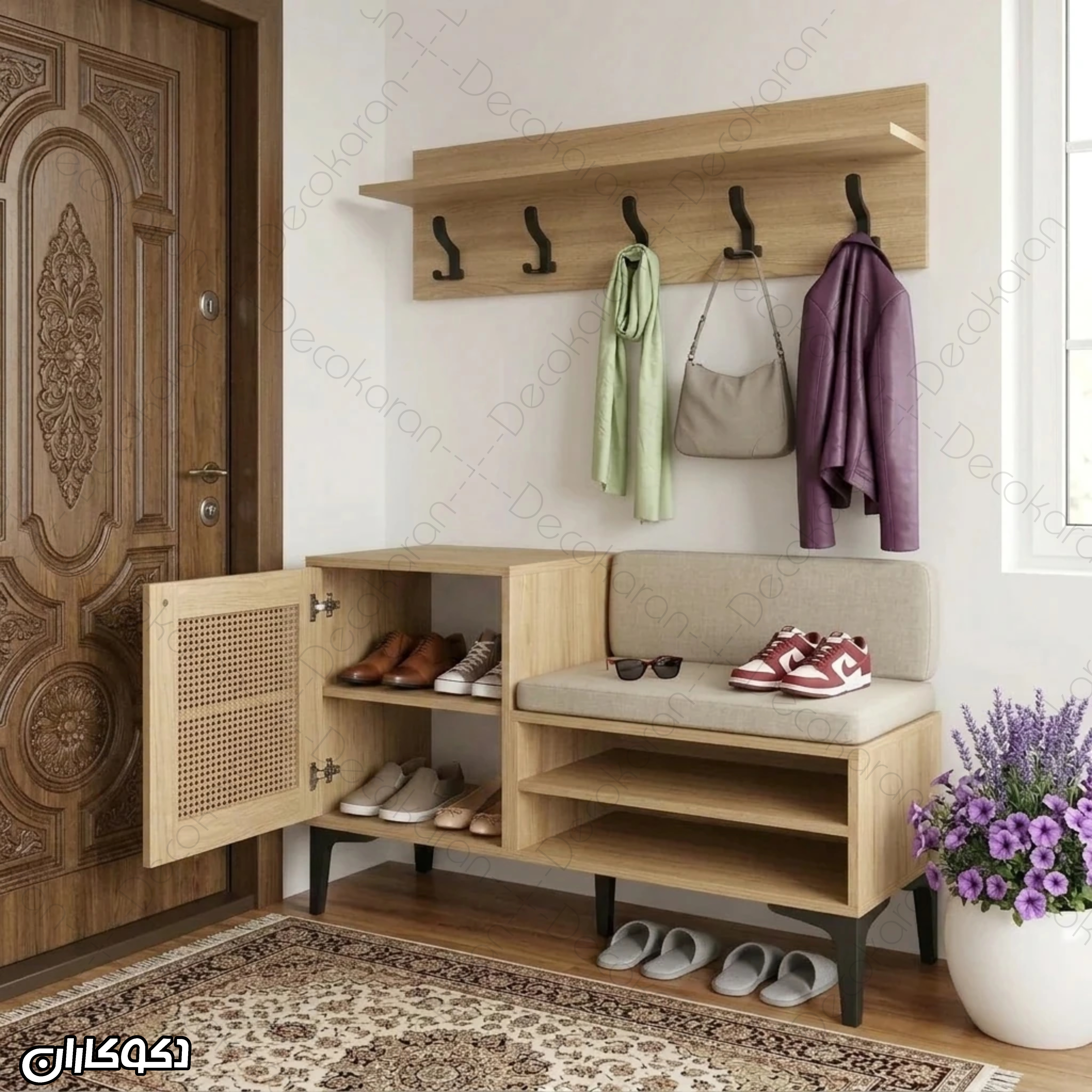 جاکفشی و جالباسی حصیری دکوکاران مدل JL153
