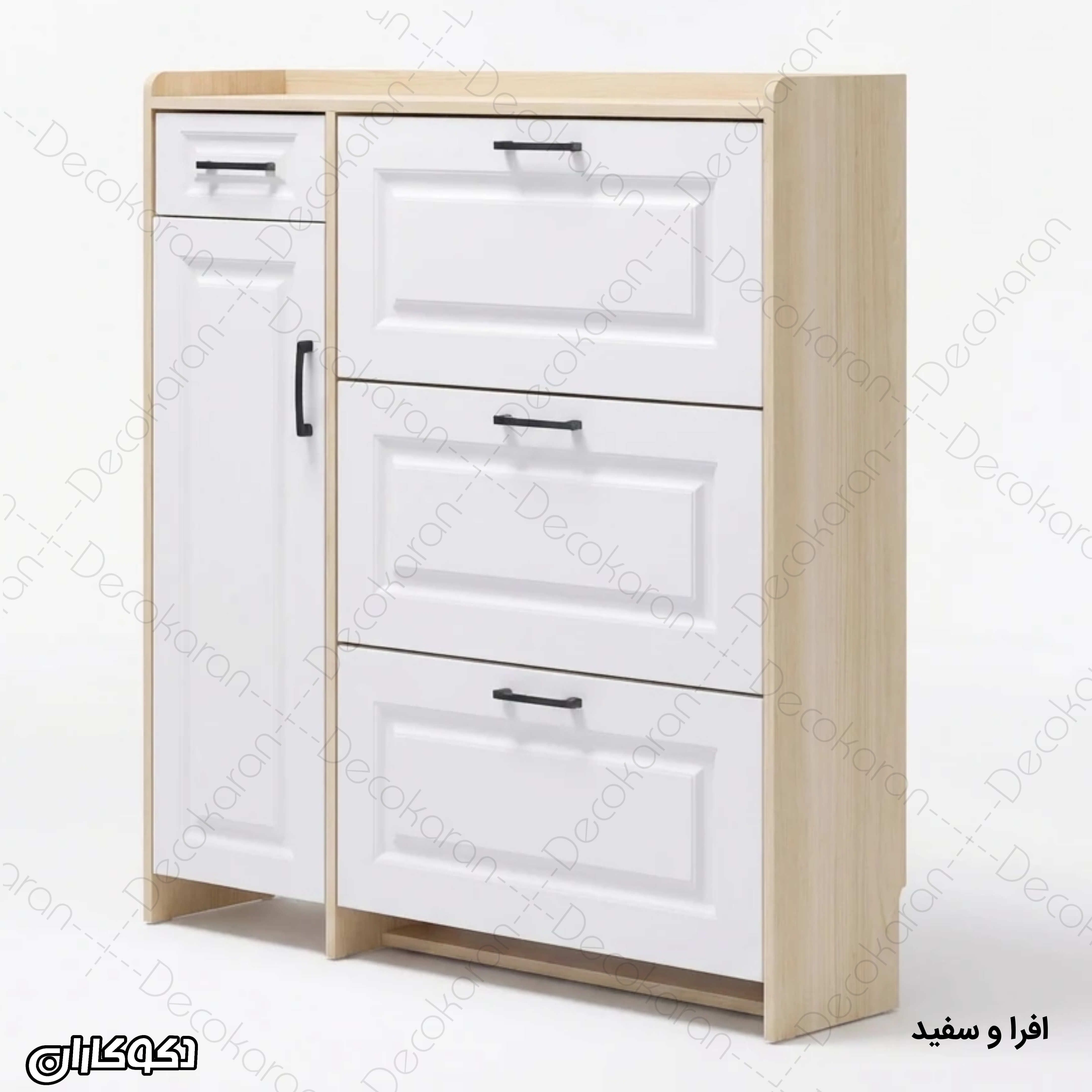 جاکفشی نئوکلاسیک سفید و گردویی مدل JKD105