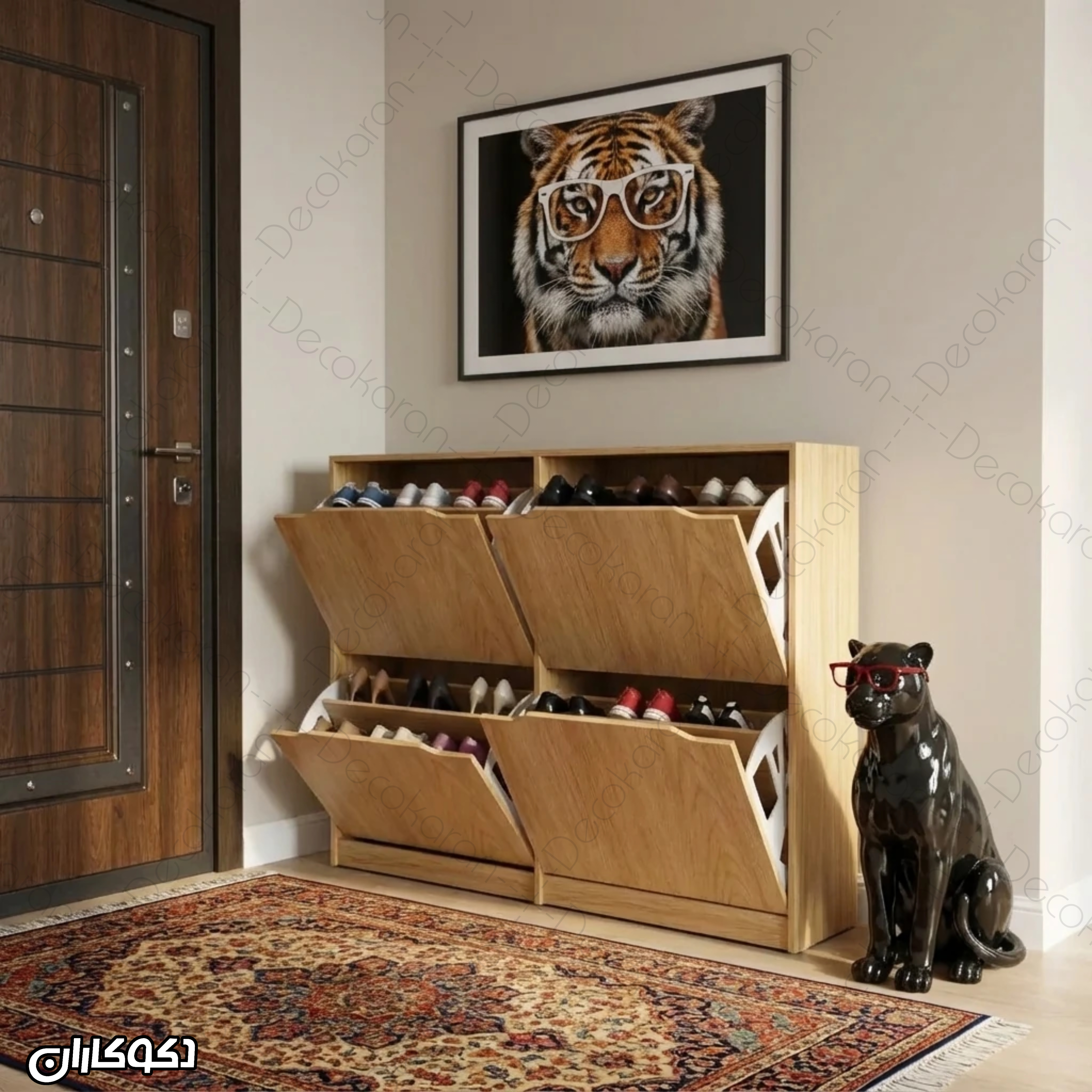 جاکفشی کنسولی عریض مدل JKD117 رنگ چوب