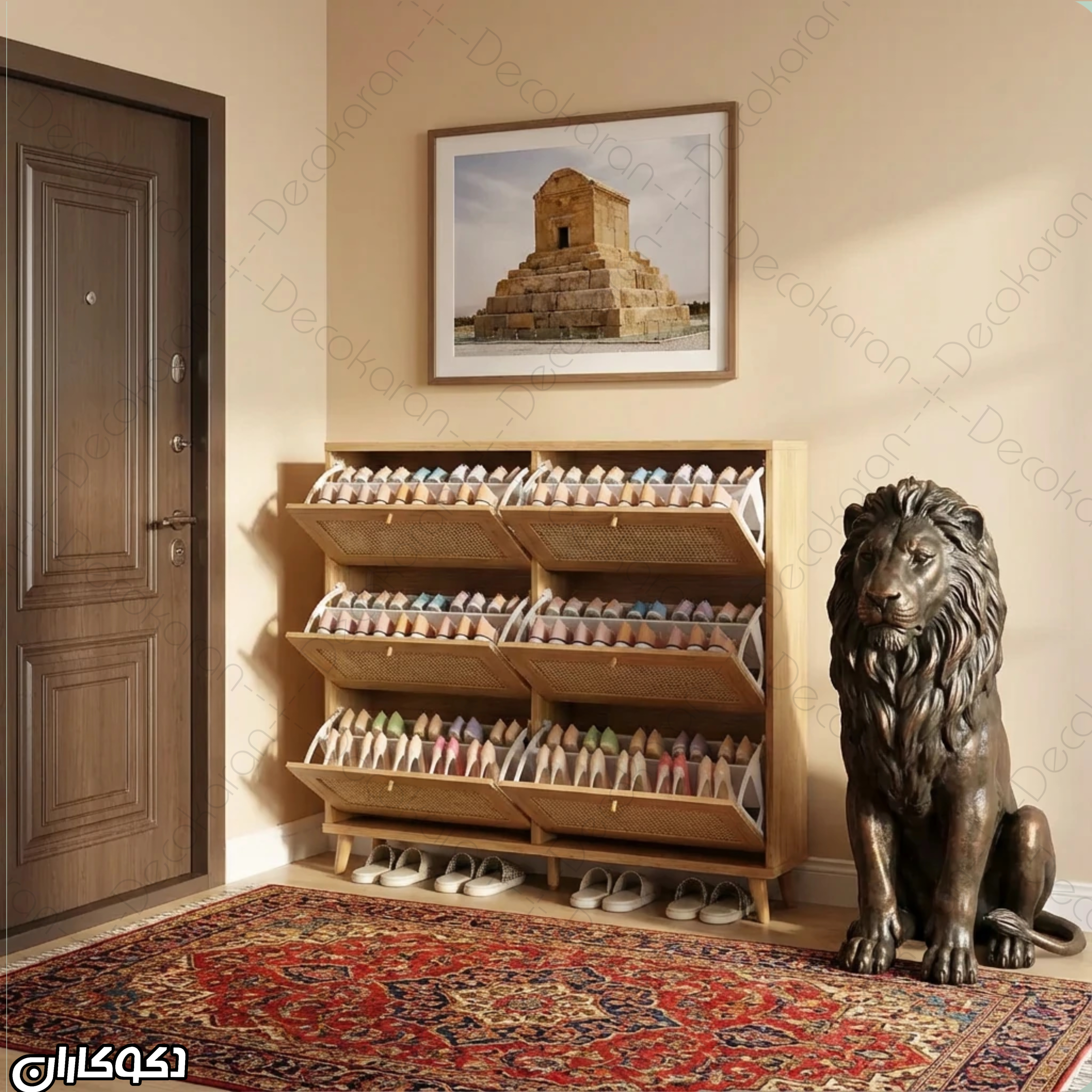 جاکفشی حصیری دو ستون (6 درب) مدل JKD118