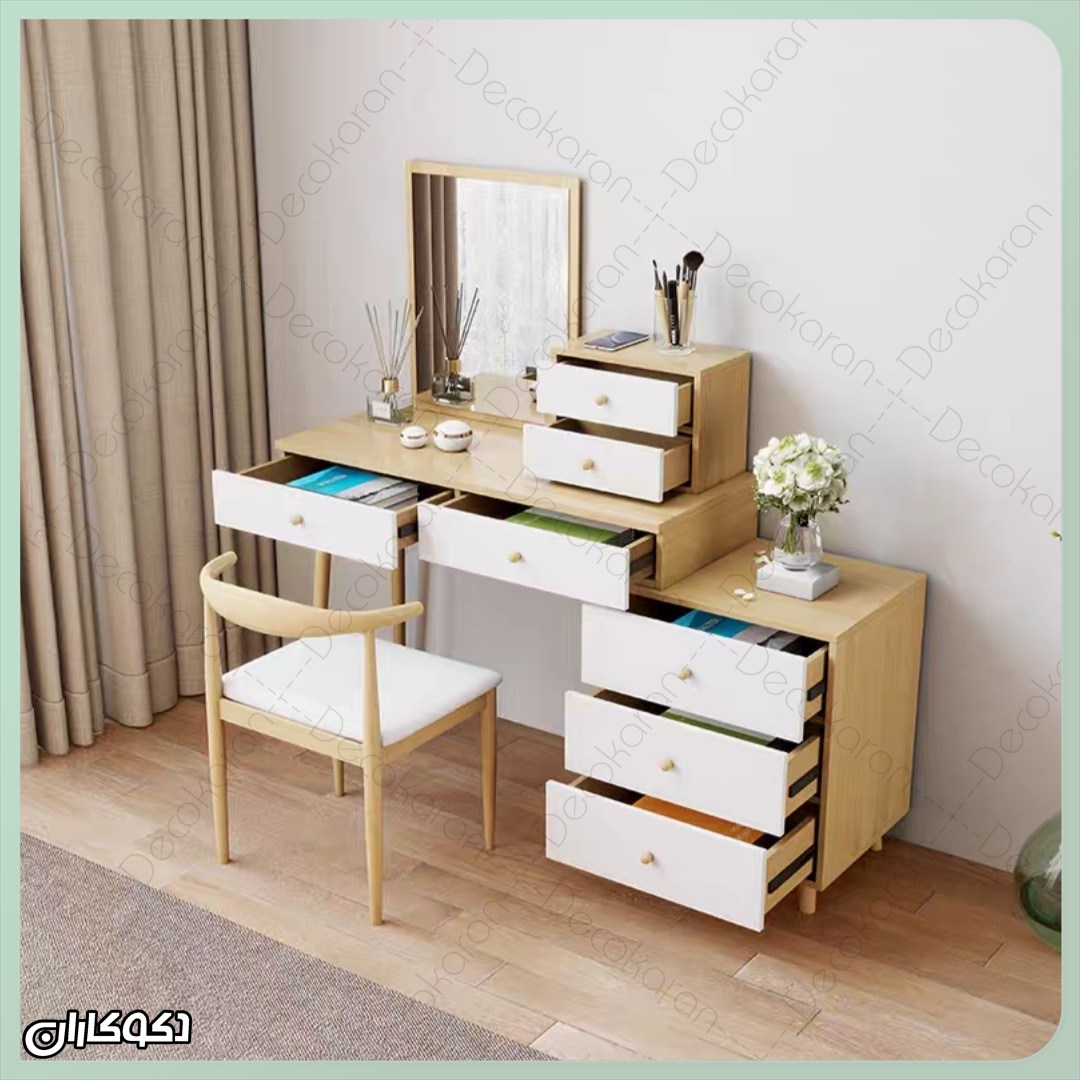 زاویه بخش دستگیره و کشوها در میز آرایش MZ141
