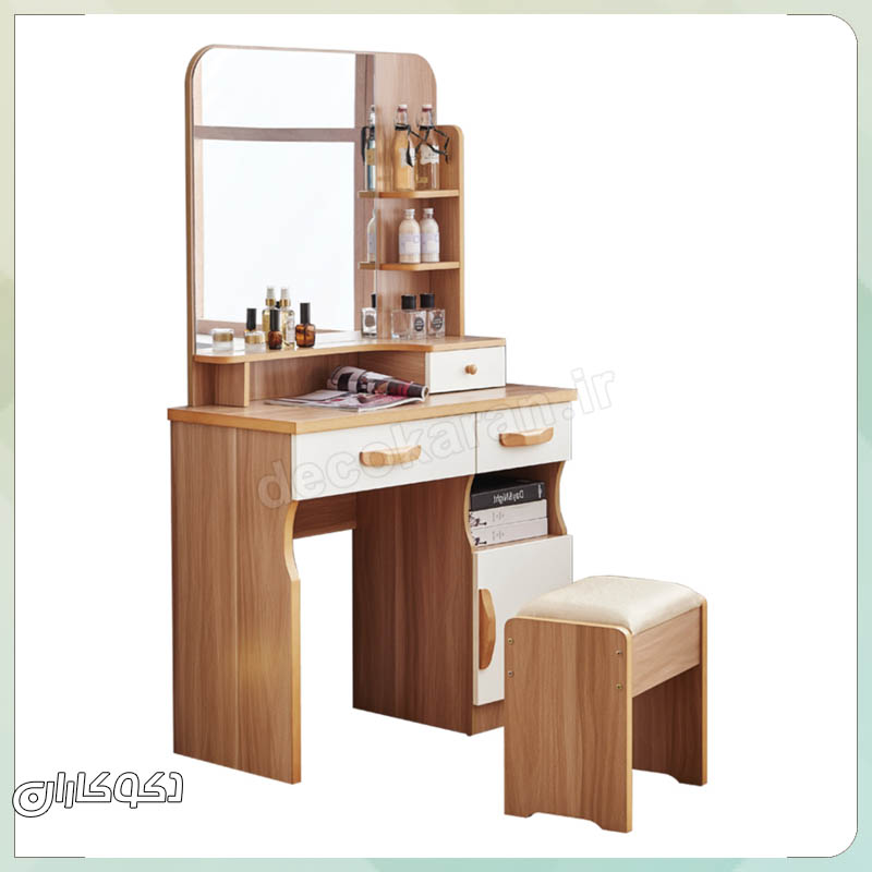 میز آرایش مدل MZ135 در رنگ روشن و بدنه یکپارچه
