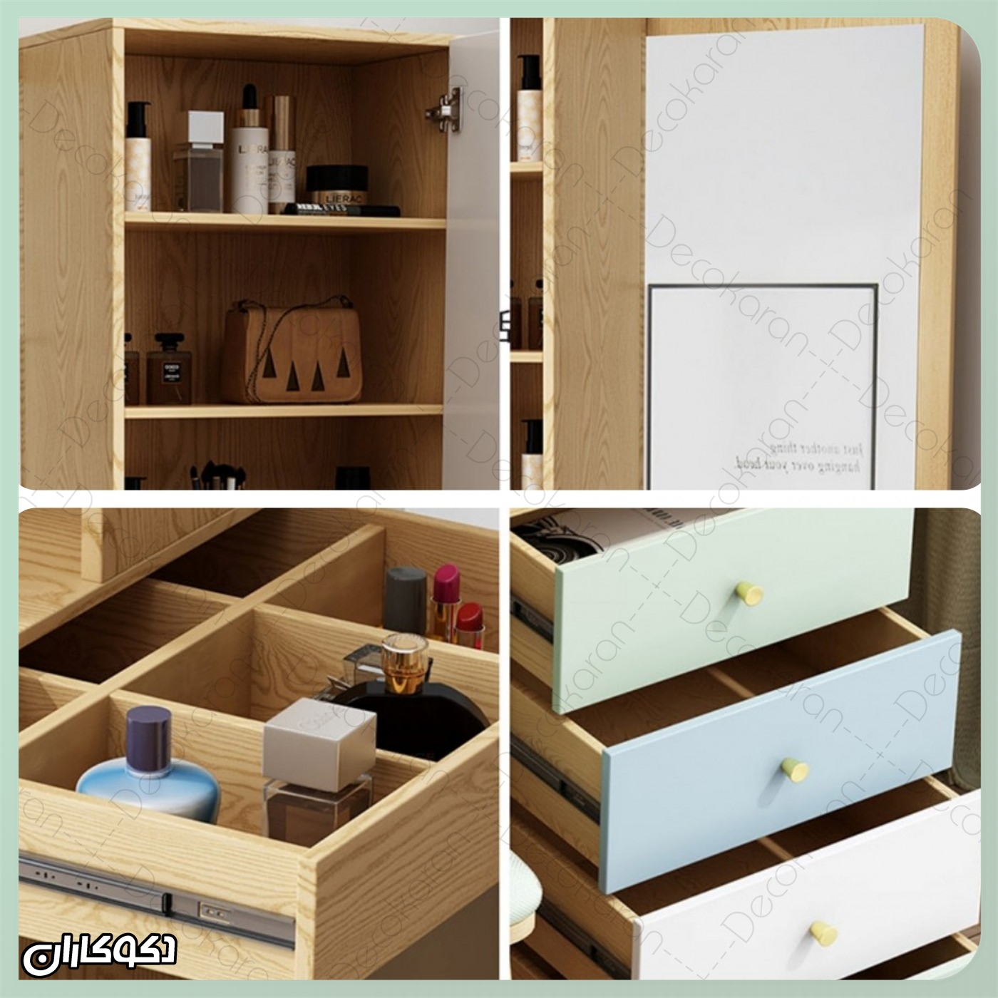 میز آرایش دکوکاران مدل MZ170 با آینه مخفی، جلوه‌ای مدرن و شیک به اتاق خواب شما می‌بخشد