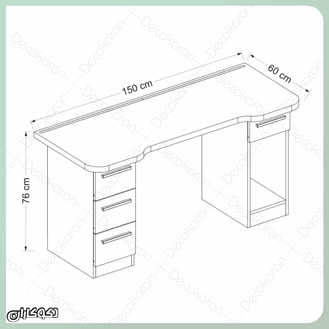 تصویر ابعاد میز گیمینگ دکوکاران مدل MZ-MZ110