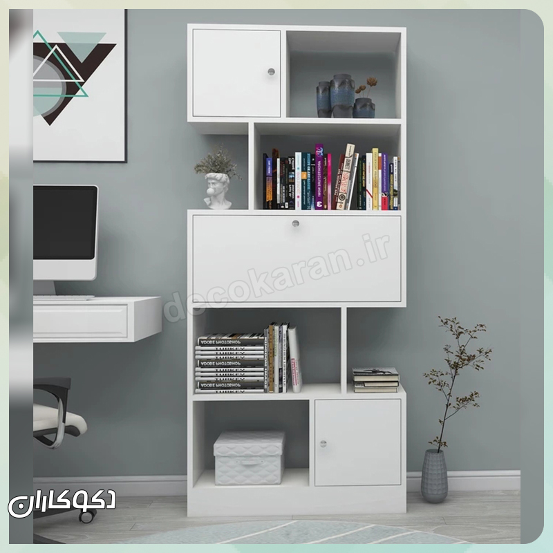 کتابخانه مدرن و مینیمال مدل K120 دکوکاران با چیدمان دکوری خاص
