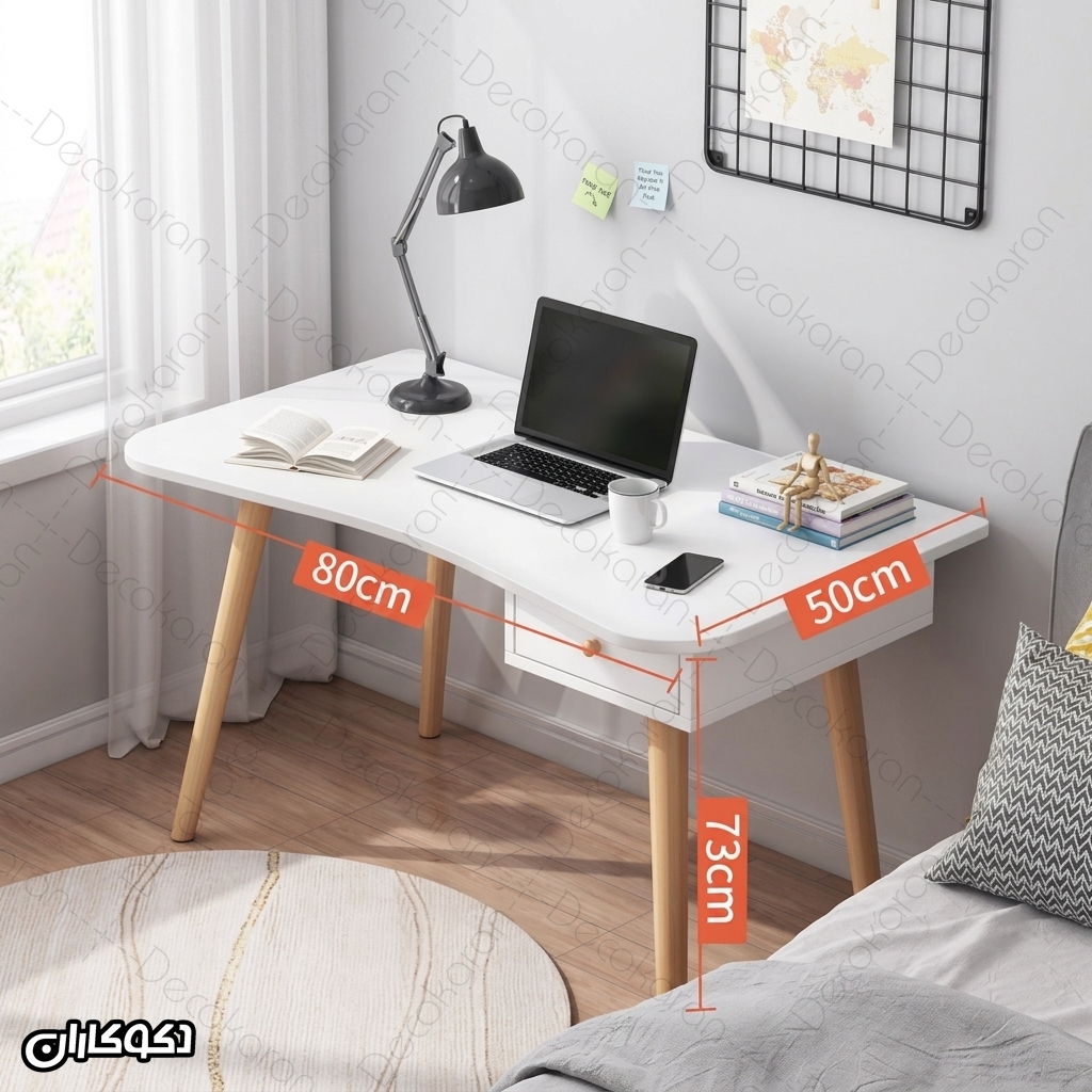 ابعاد میز تحریر مدل MT101 در عرض های 80 100 و 120 سانتی متر با عمق 50 و ارتفاع 73