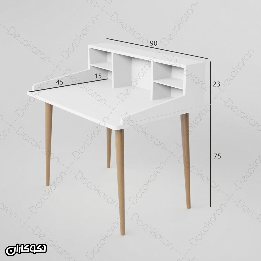 ابعاد میز تحریر MDF مدل MT106 با عرض 90 عمق 45 و ارتفاع 75 سانتی‌متر