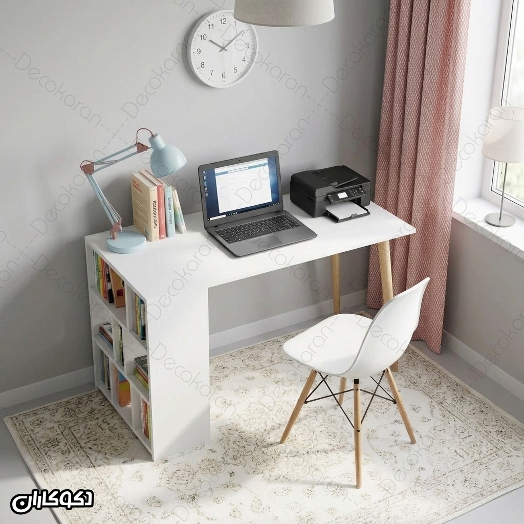 میز تحریر MDF مدل MT117 در چیدمان اتاق برای مطالعه و لپ تاپ