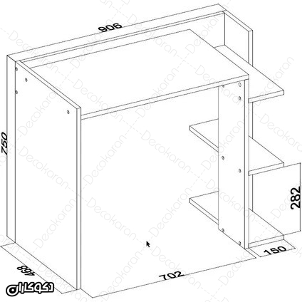 ابعاد میز تحریر MDF مدل MT121 با ارتفاع 75 و طول 90.6 سانتی متر