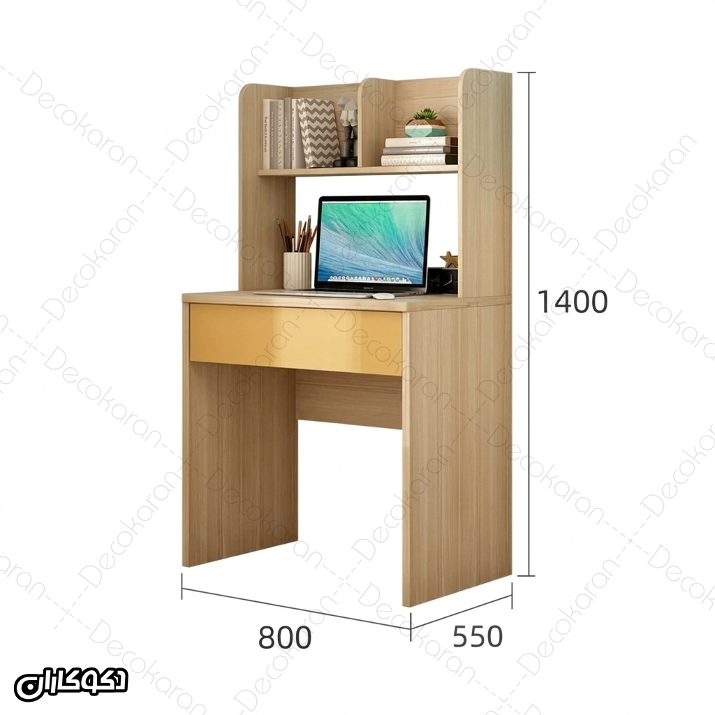 ابعاد میز تحریر MDF مدل MT132 با عرض 800 عمق 550 و ارتفاع 1400 میلی متر