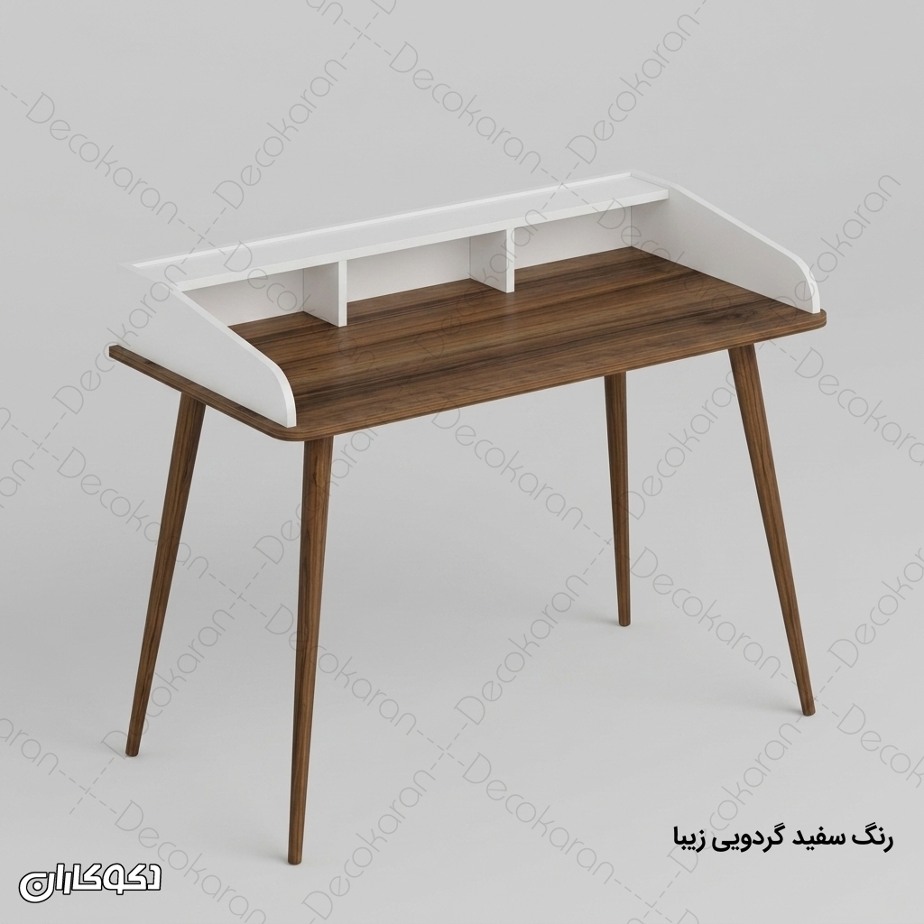 میز تحریر MDF مدل MT138 پایه دار با قفسه رومیزی