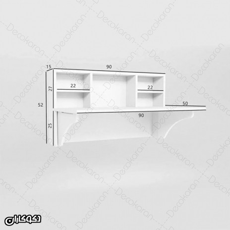 ابعاد میز تحریر تاشو دیواری مدل MT135 با عرض ۹۰ و عمق باز ۵۰ سانتی متر