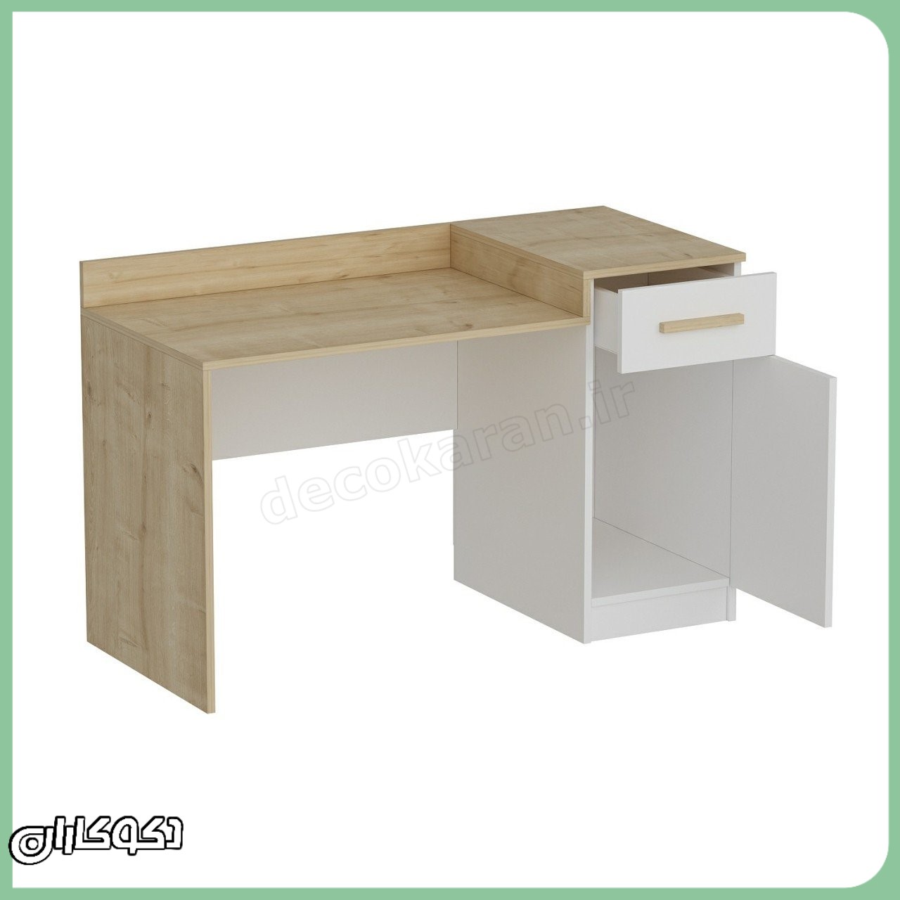 فضای داخلی و کاربردی کمد و کشوی میز تحریر چوبی سفید MT137