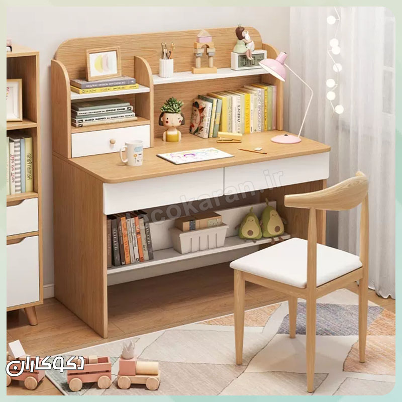 میز تحریر کنج mt128 دکوکاران با صندلی راحت، مناسب برای ساعت‌های طولانی مطالعه و خلاقیت